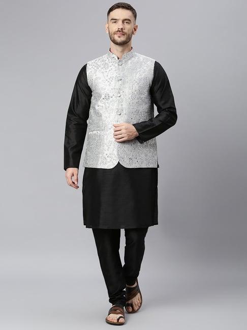 hangup black regular fit full sleeves kurta set