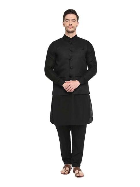 hangup black regular fit kurta set