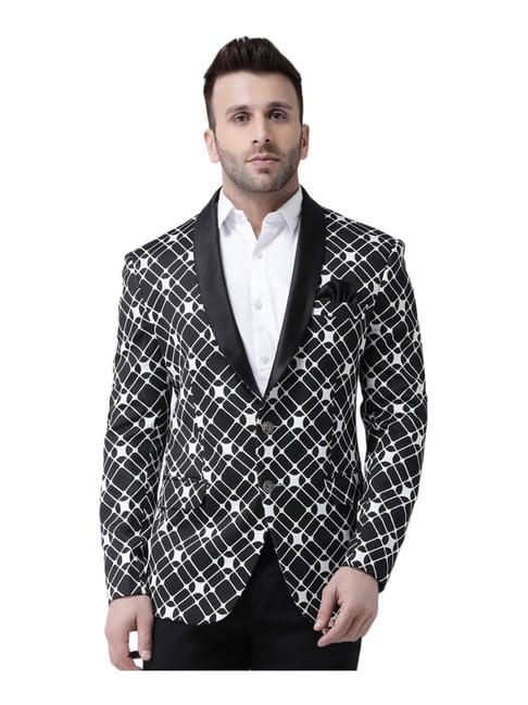 hangup black regular fit printed blazer