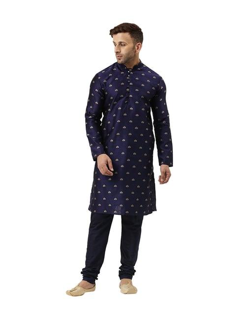 hangup blue jacquard kurta set