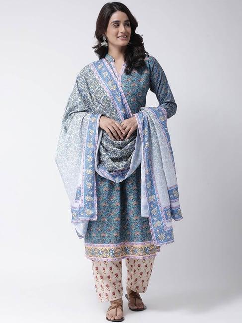 hangup blue printed kurta with salwaar & dupatta