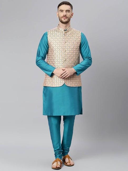 hangup blue regular fit full sleeves kurta set