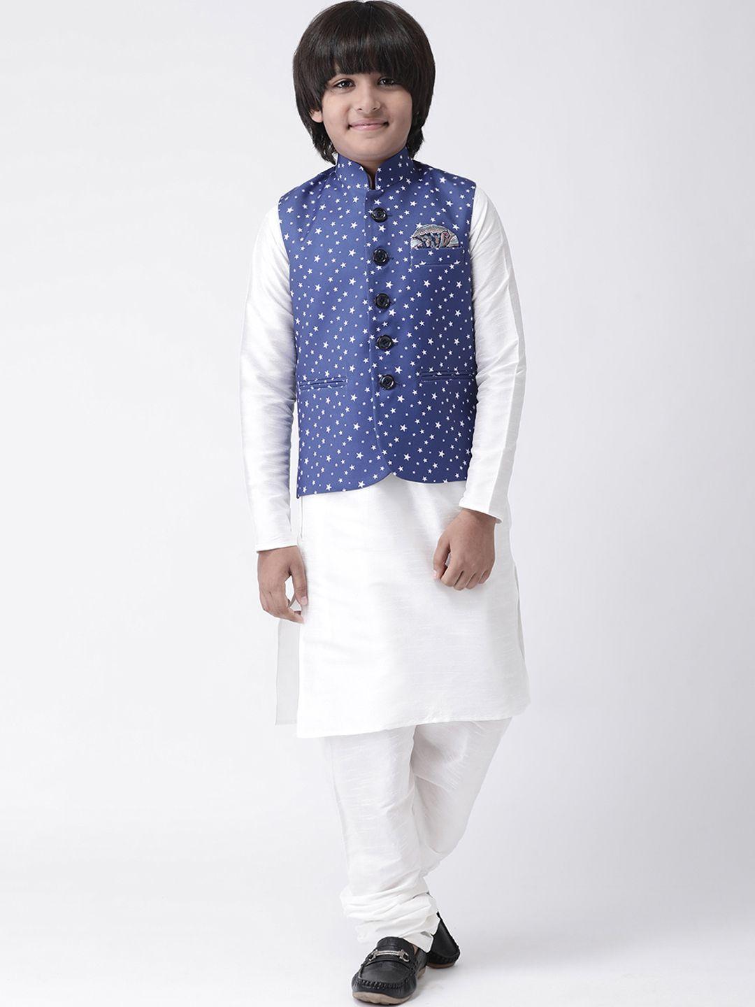hangup boys mandarin collar kurta & pyjamas with nehru jacket