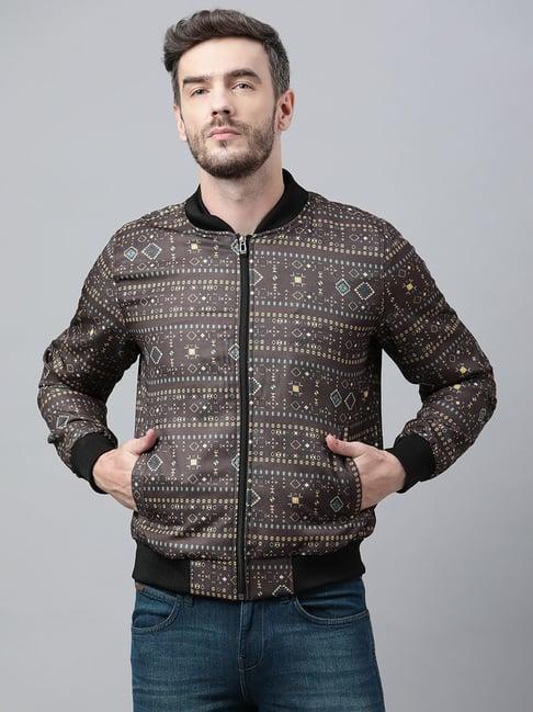 hangup brown  regular fit printed bomber jacket