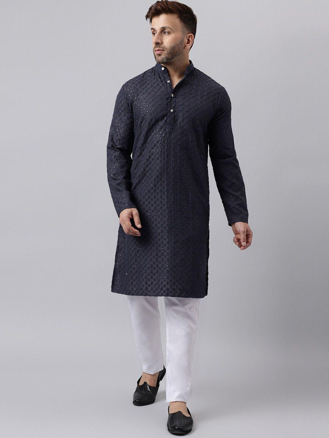 hangup ethnic motifs embroidered mirror work kurta with pyjamas