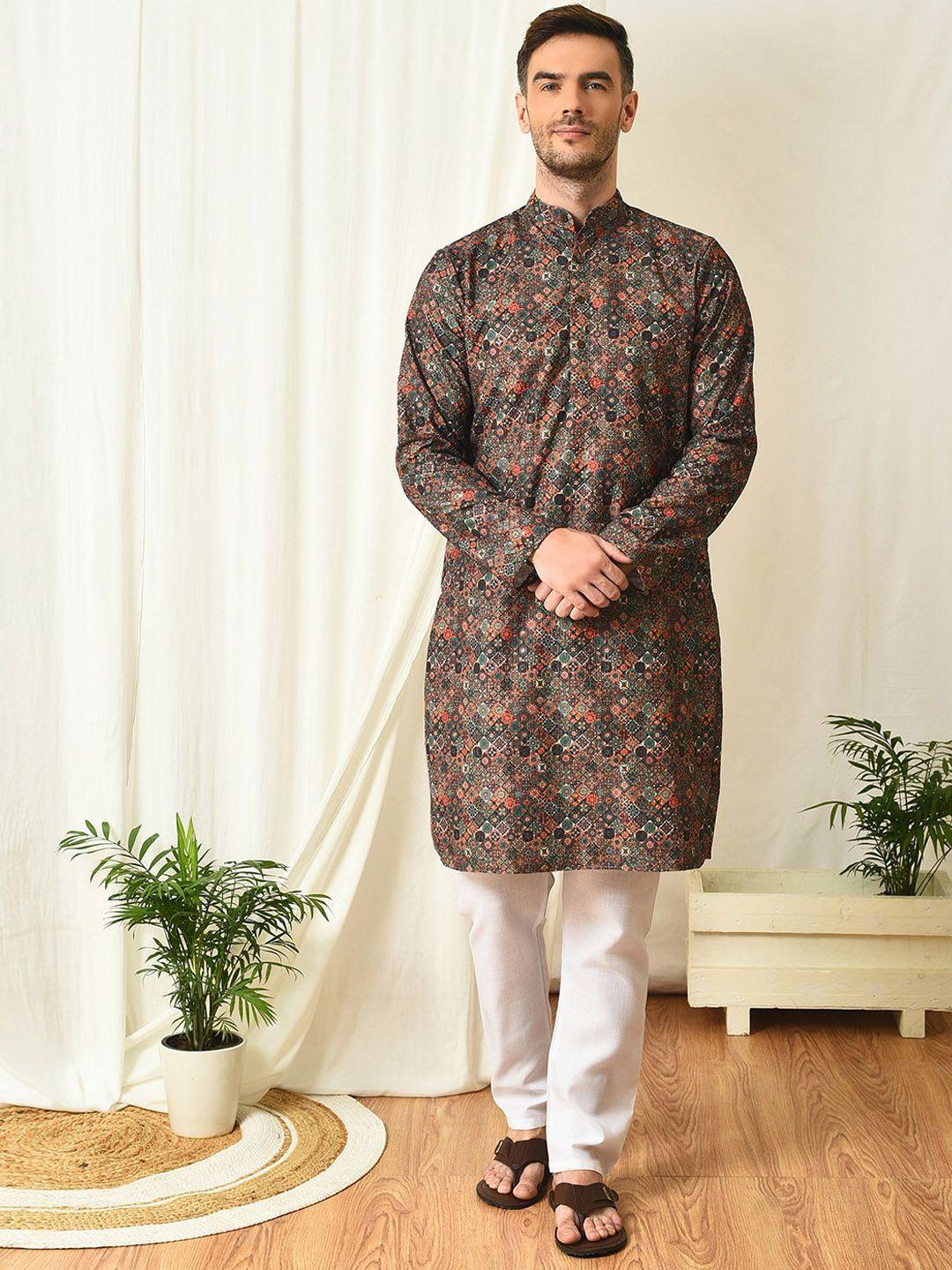 hangup ethnic motifs printed regular kurta with pyjamas