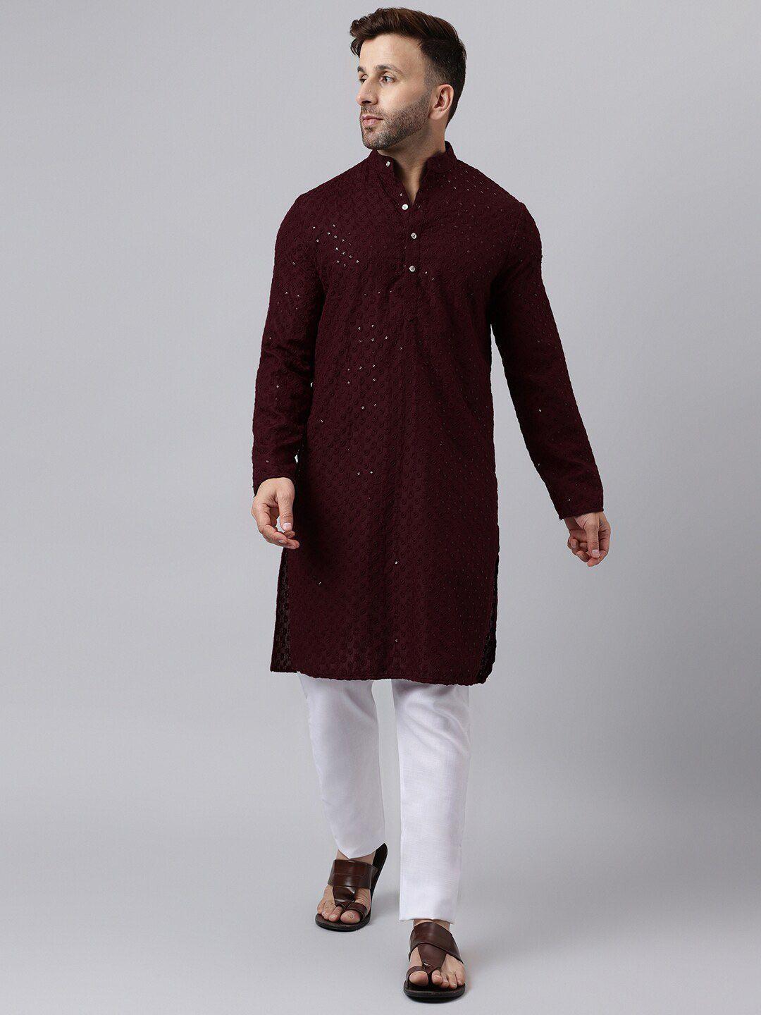 hangup floral embroidered sequinned kurta with trousers