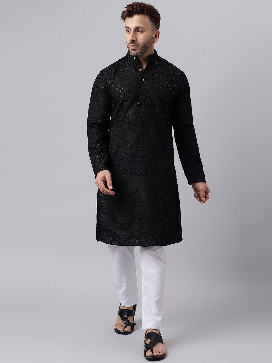 hangup floral embroidered sequinned kurta with trousers