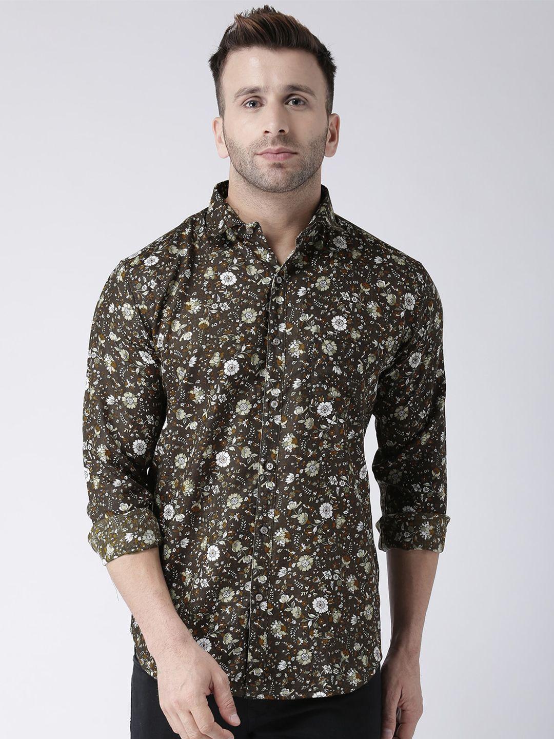 hangup floral printed slim fit casual shirt