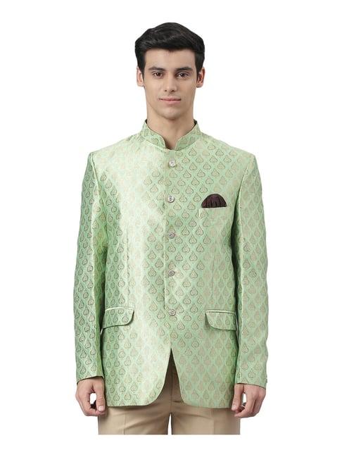 hangup green regular fit full sleeves blazer