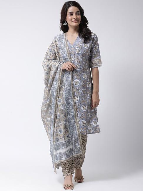 hangup grey floral print dupatta