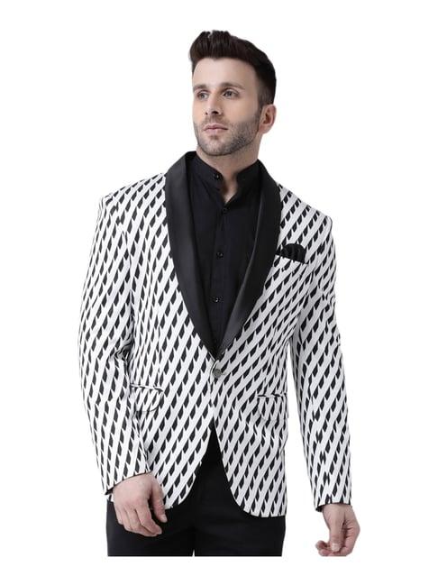 hangup grey regular fit printed blazer