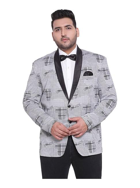 hangup grey regular fit printed blazer