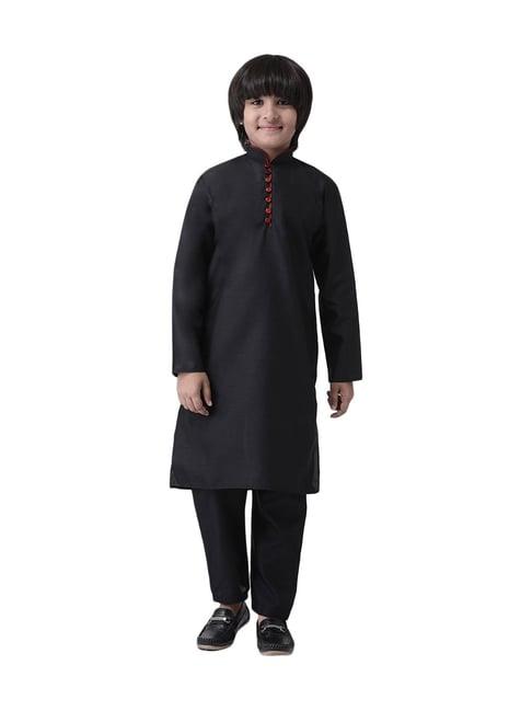 hangup kids black regular fit kurta & pyjamas