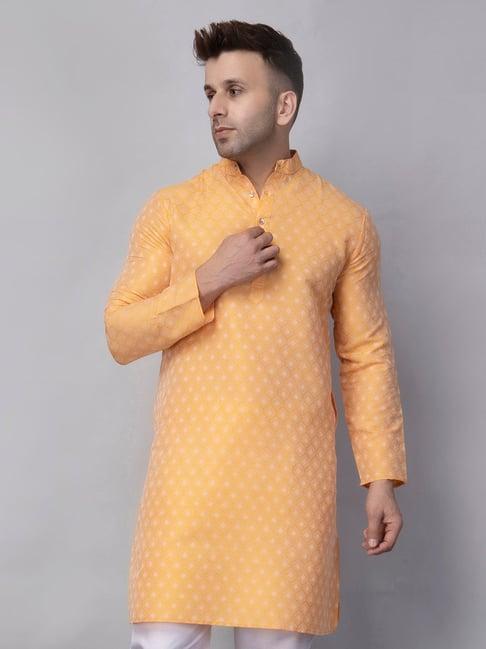 hangup lemon regular fit jacquard mandarin collar kurta