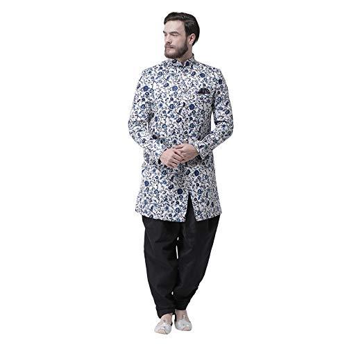 hangup men's art silk sherwani (s34_indo_46_teal