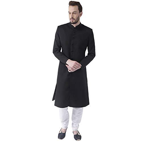 hangup men's synthetic sherwani (blacksherwani1_40_black