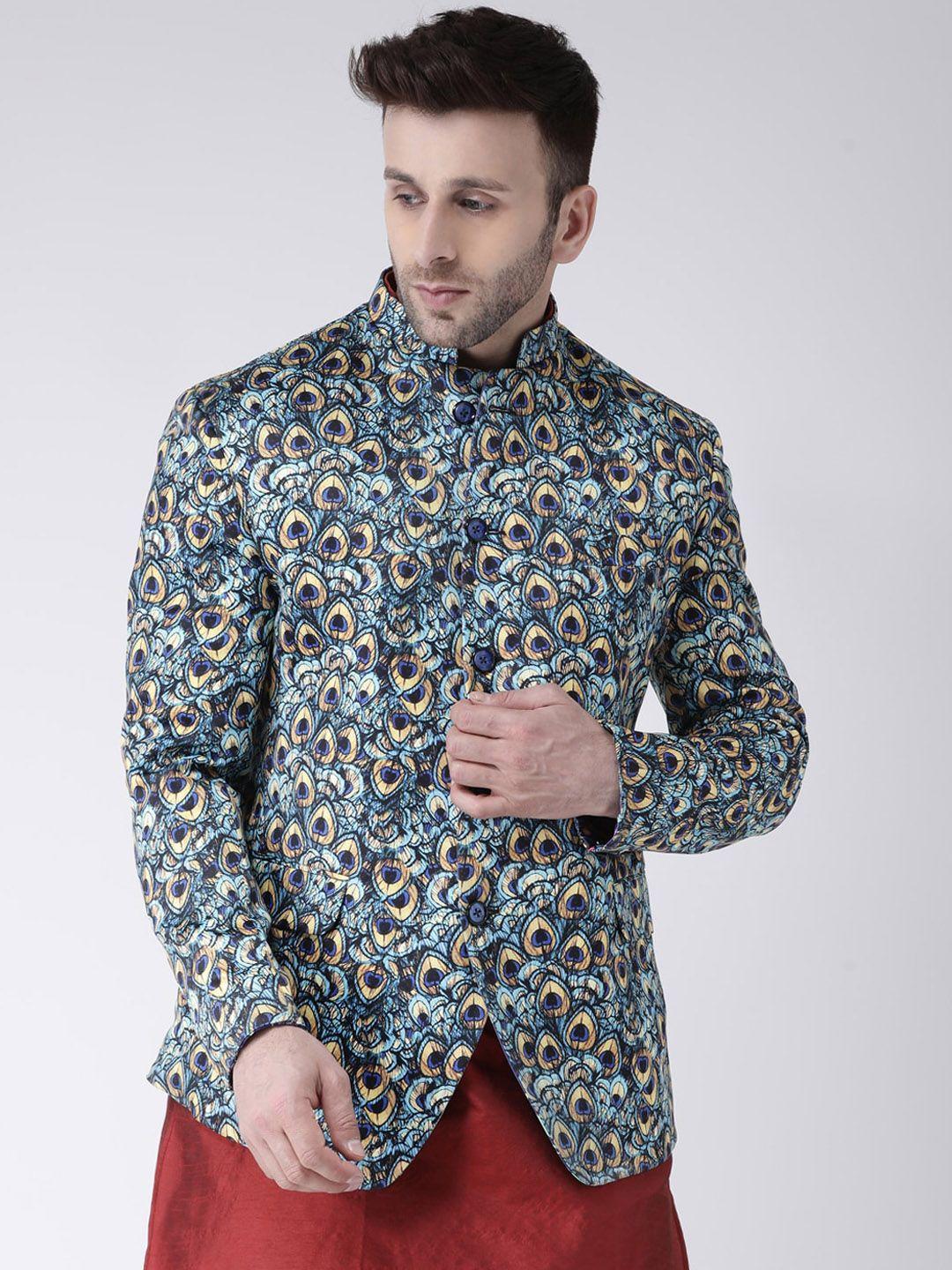 hangup men blue printed blazer