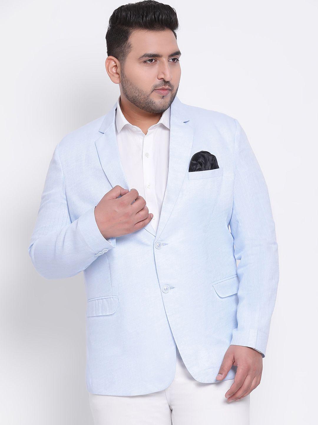 hangup men blue solid single-breasted blazers