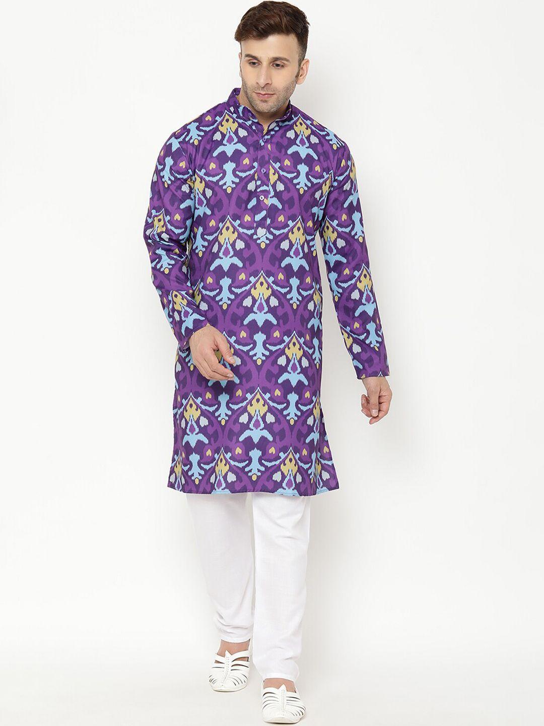 hangup men ethnic motifs printed kurta with churidar