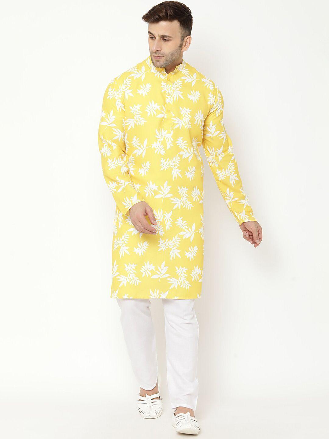 hangup men floral printed kurta with pyjamas