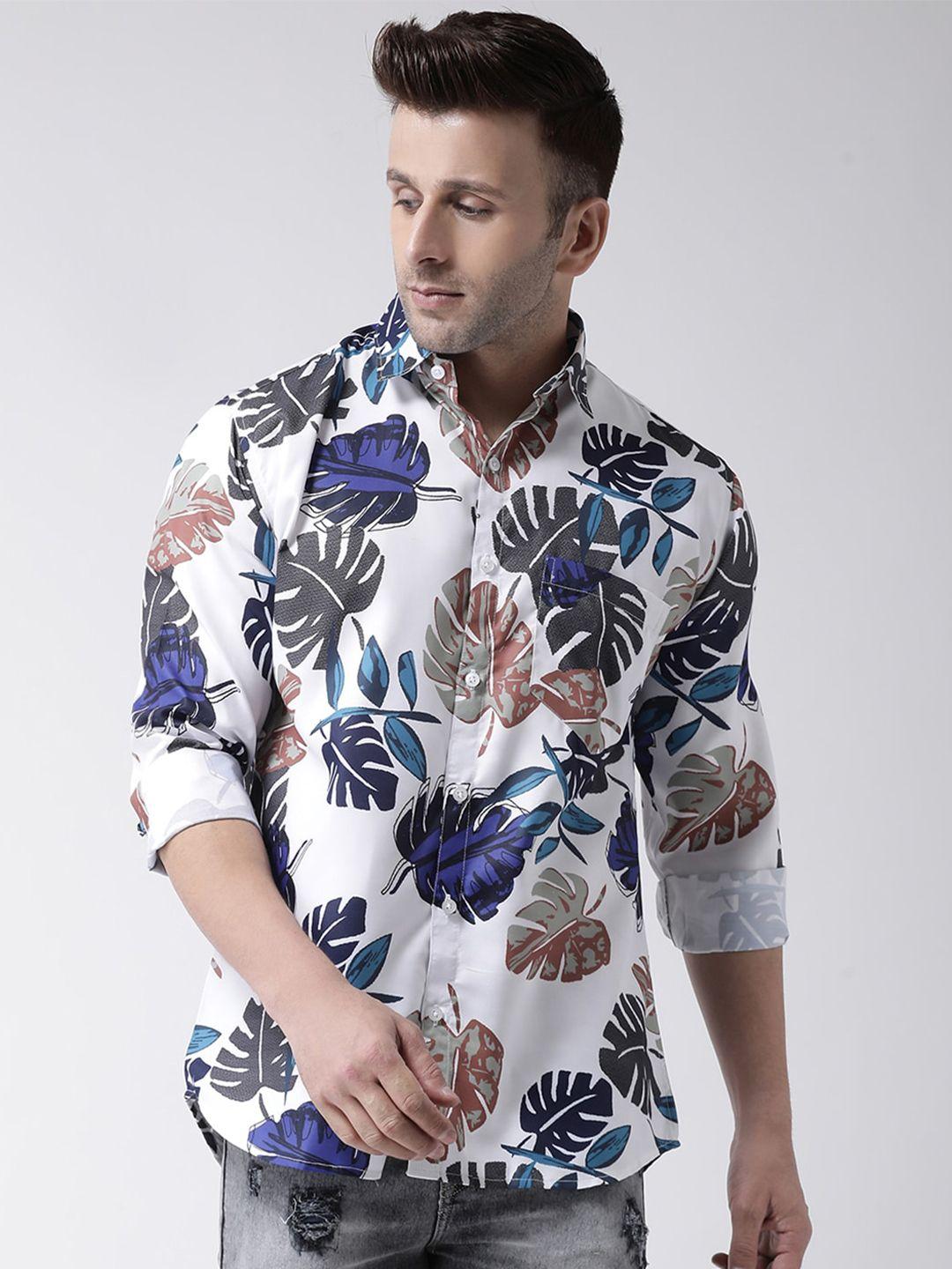 hangup men floral printed slim fit casual shirt