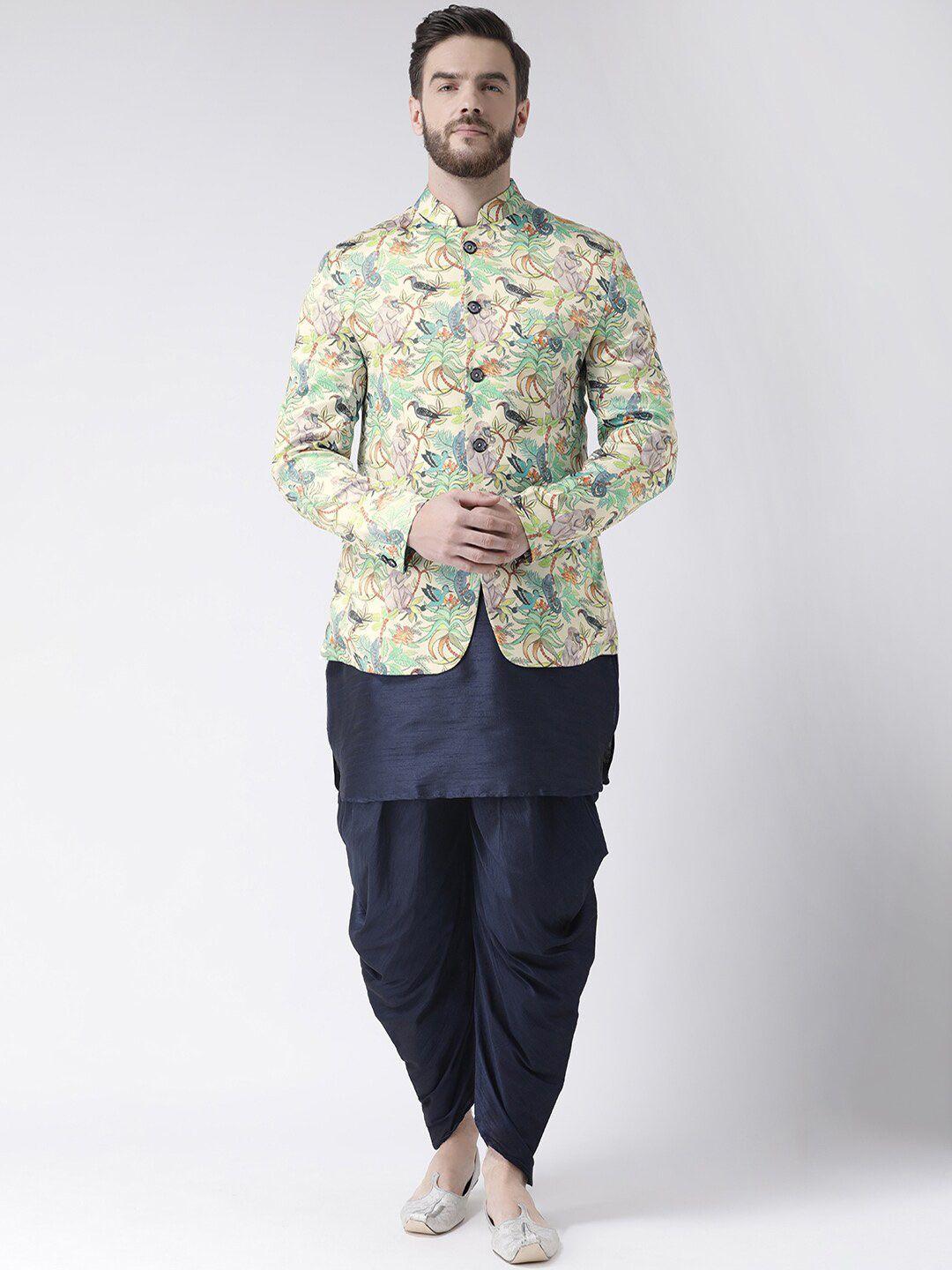 hangup men kurta set with dhoti pants & jacket