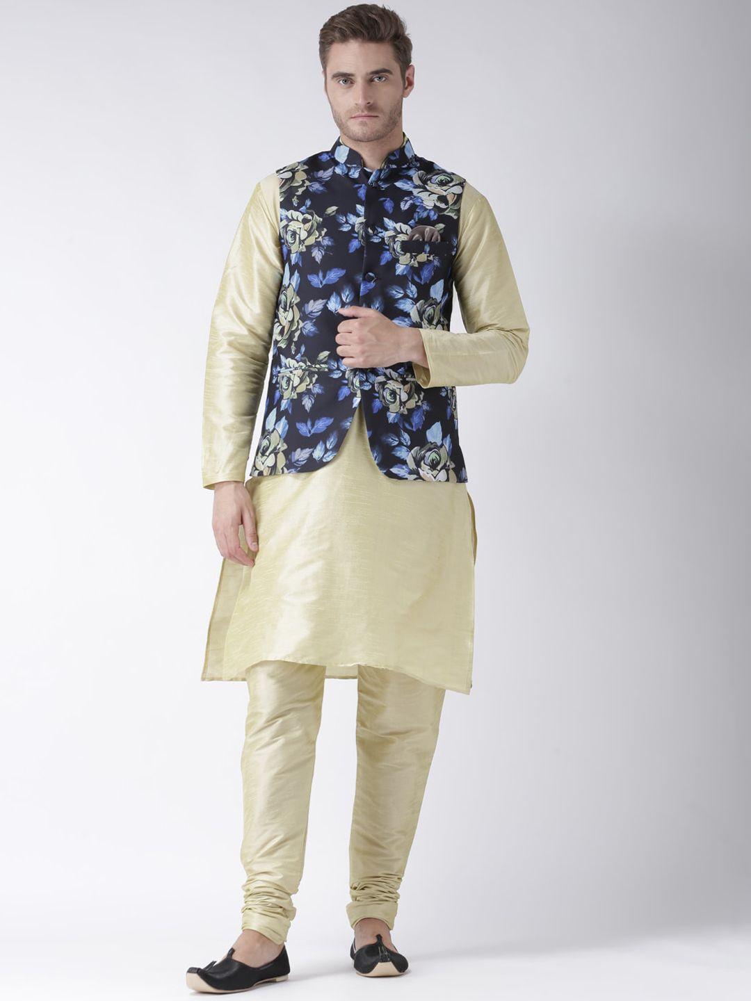 hangup men kurta with pyjamas & nehru jacket set