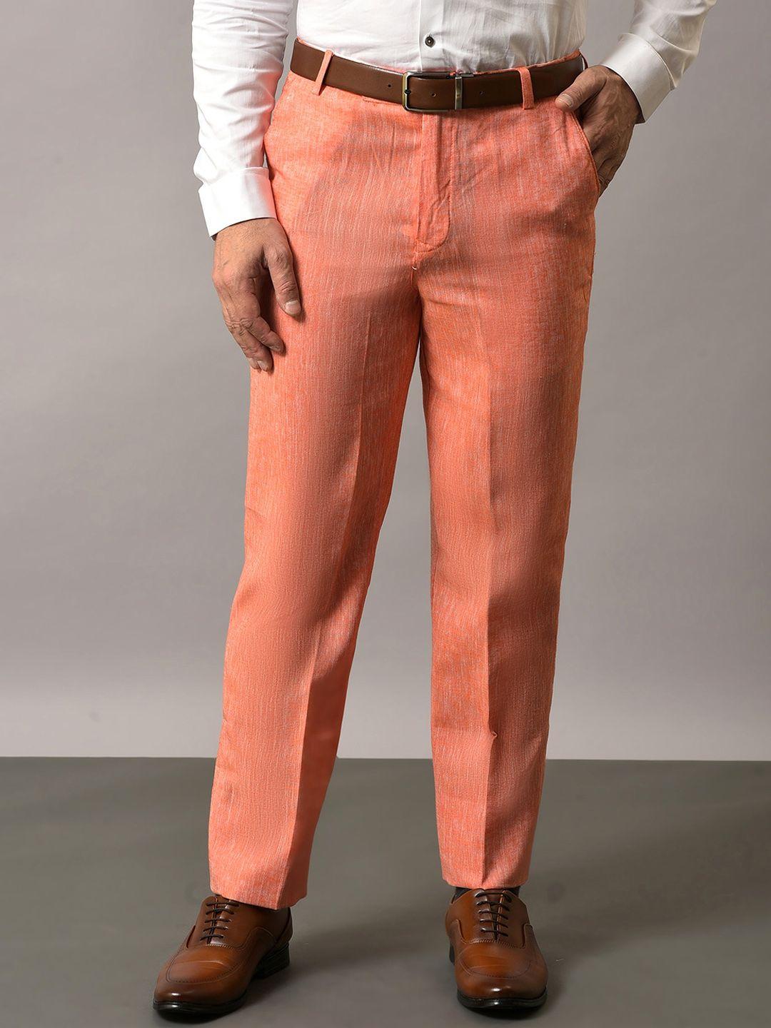 hangup men original mid-rise formal cotton linen trousers