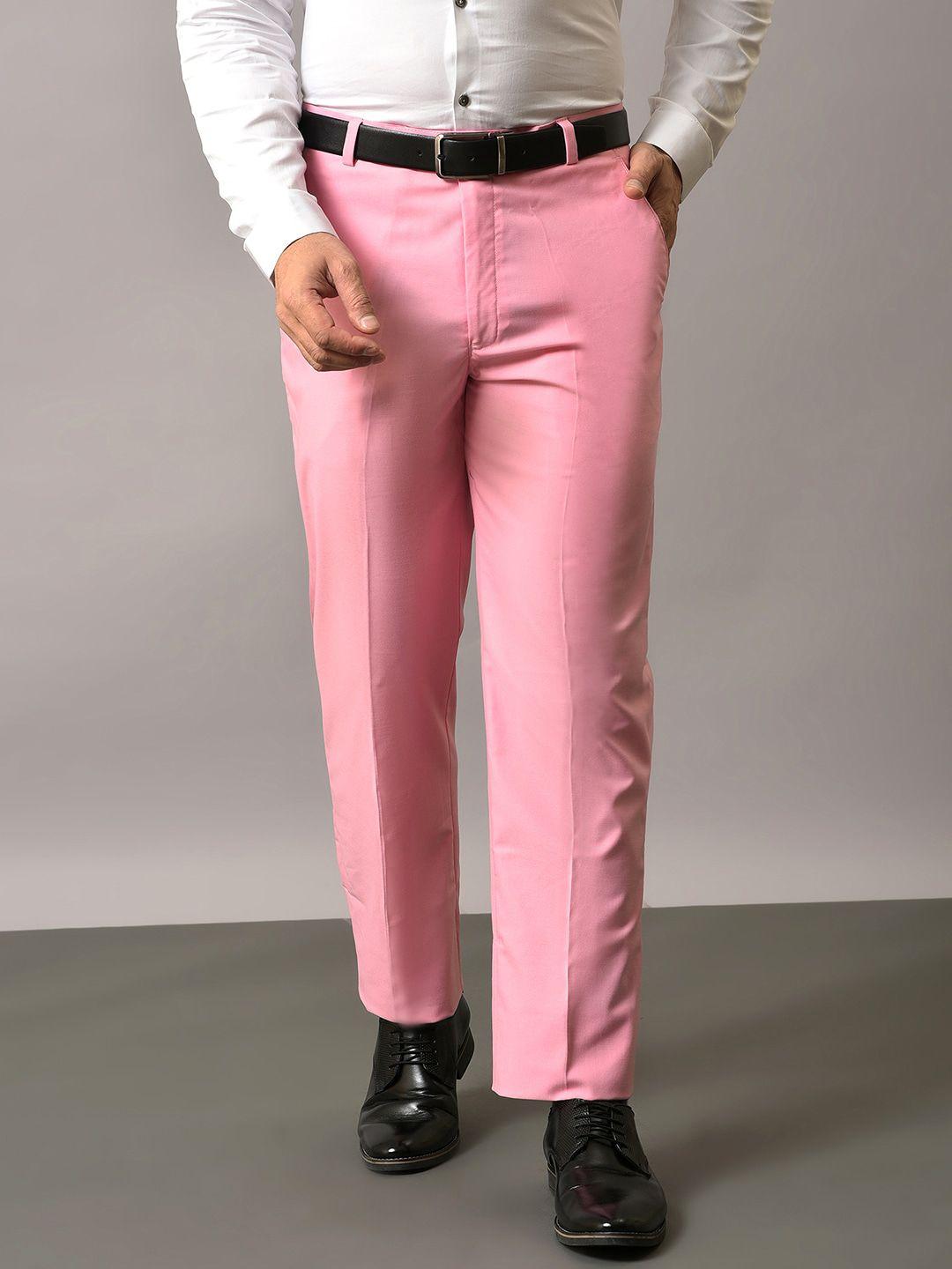 hangup men original regular fit mid-rise formal trousers