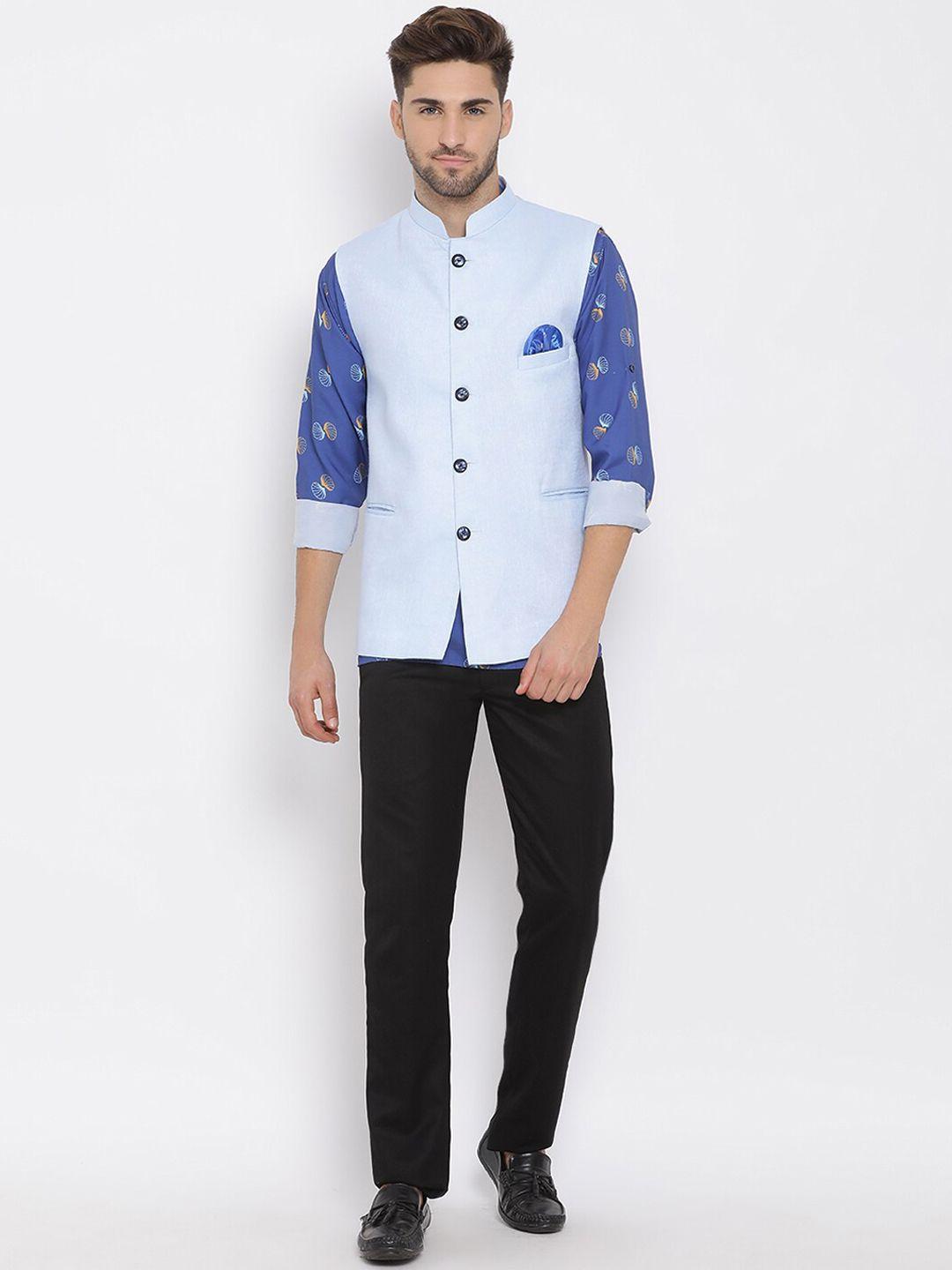 hangup men printed linen kurta with pyjamas