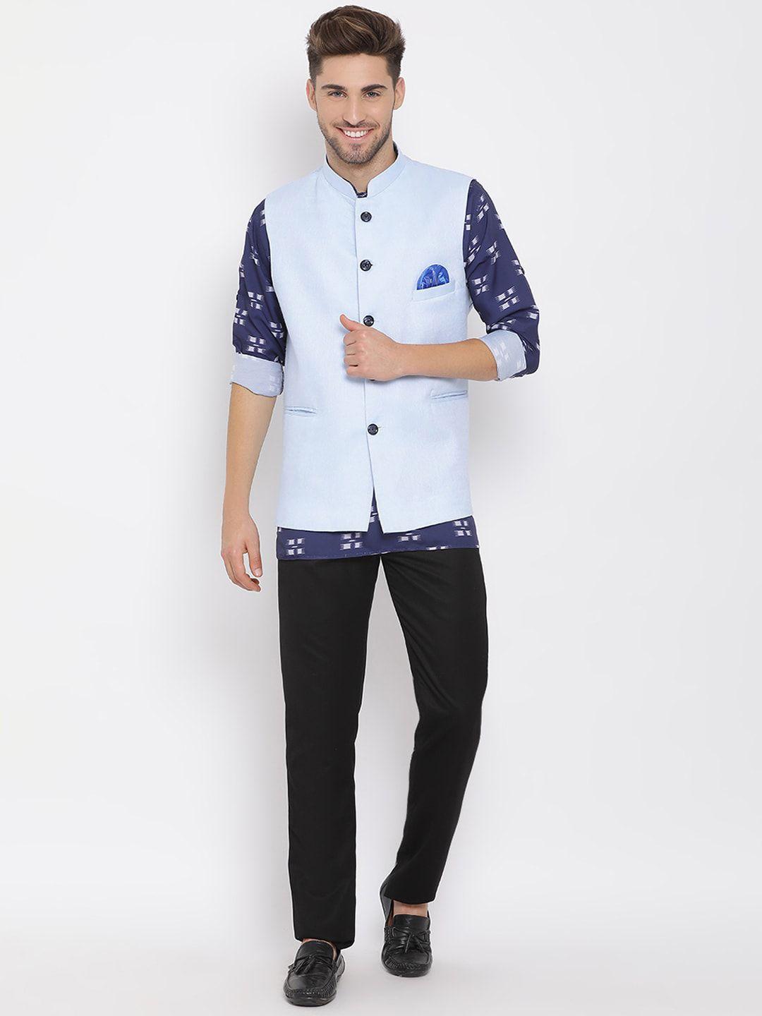 hangup men printed linen kurta with trouser