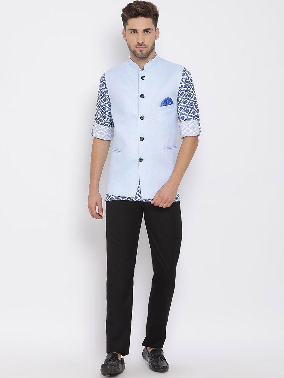 hangup men printed linen kurta with trousers