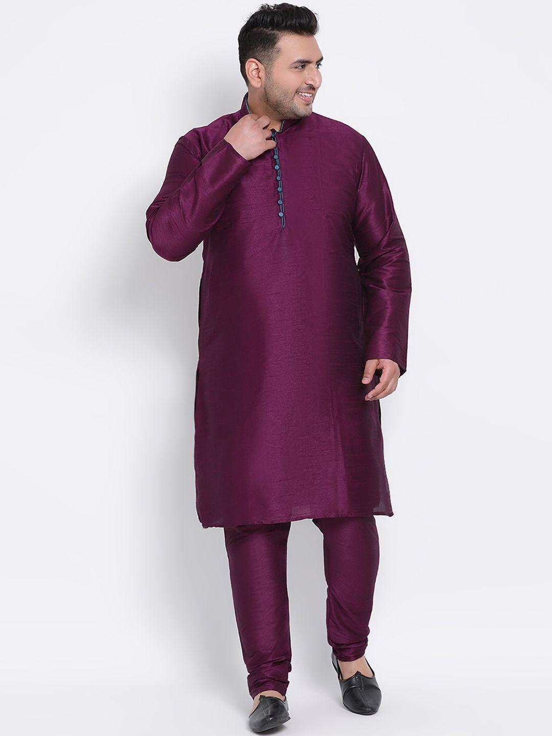 hangup men purple solid kurta with churidar