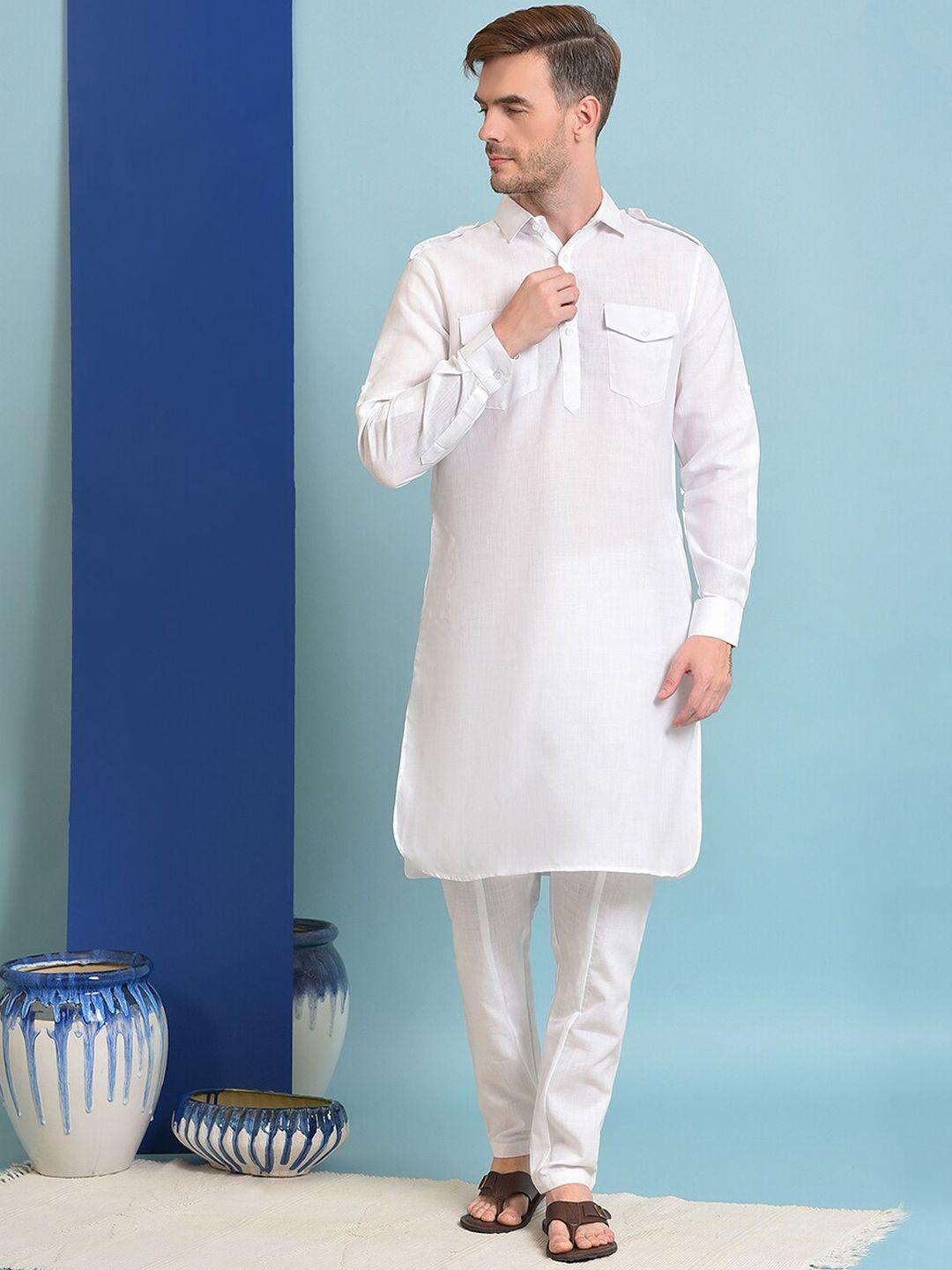 hangup men shirt collar pakistani style kurta with pyjamas