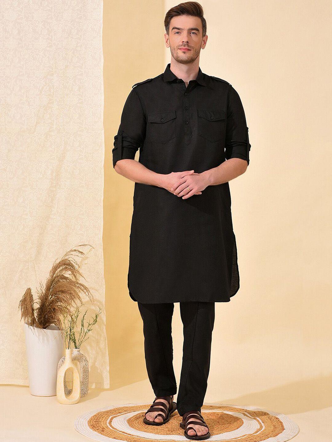 hangup men shirt collar pakistani style kurta with pyjamas