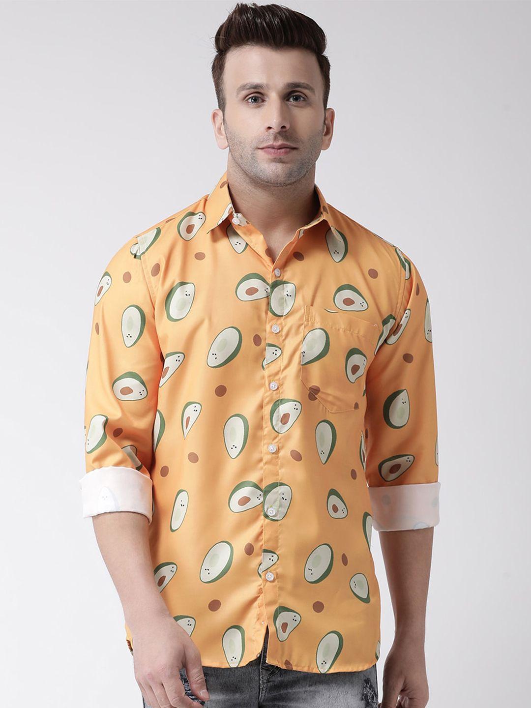 hangup men slim fit conversational printed casual shirt