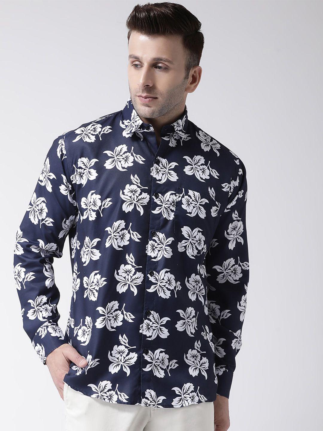 hangup men slim fit floral printed casual shirt