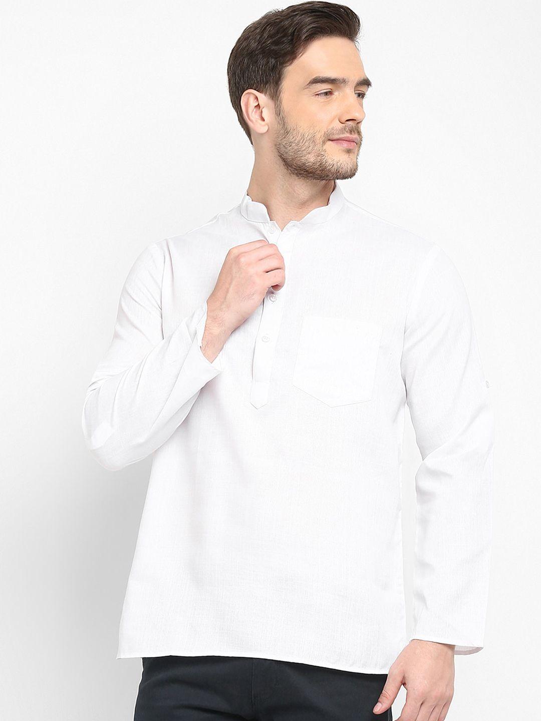 hangup men white solid pathani kurta