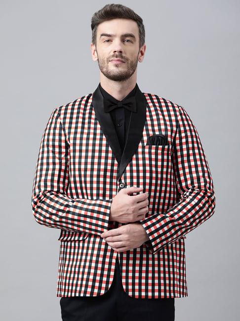 hangup multicolor regular fit checkered blazer