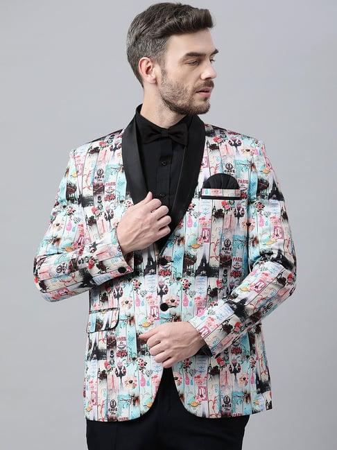 hangup multicolor regular fit printed blazer