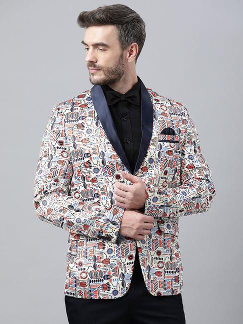 hangup multicolor regular fit printed blazer