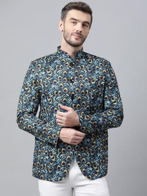 hangup multicolor regular fit printed blazer