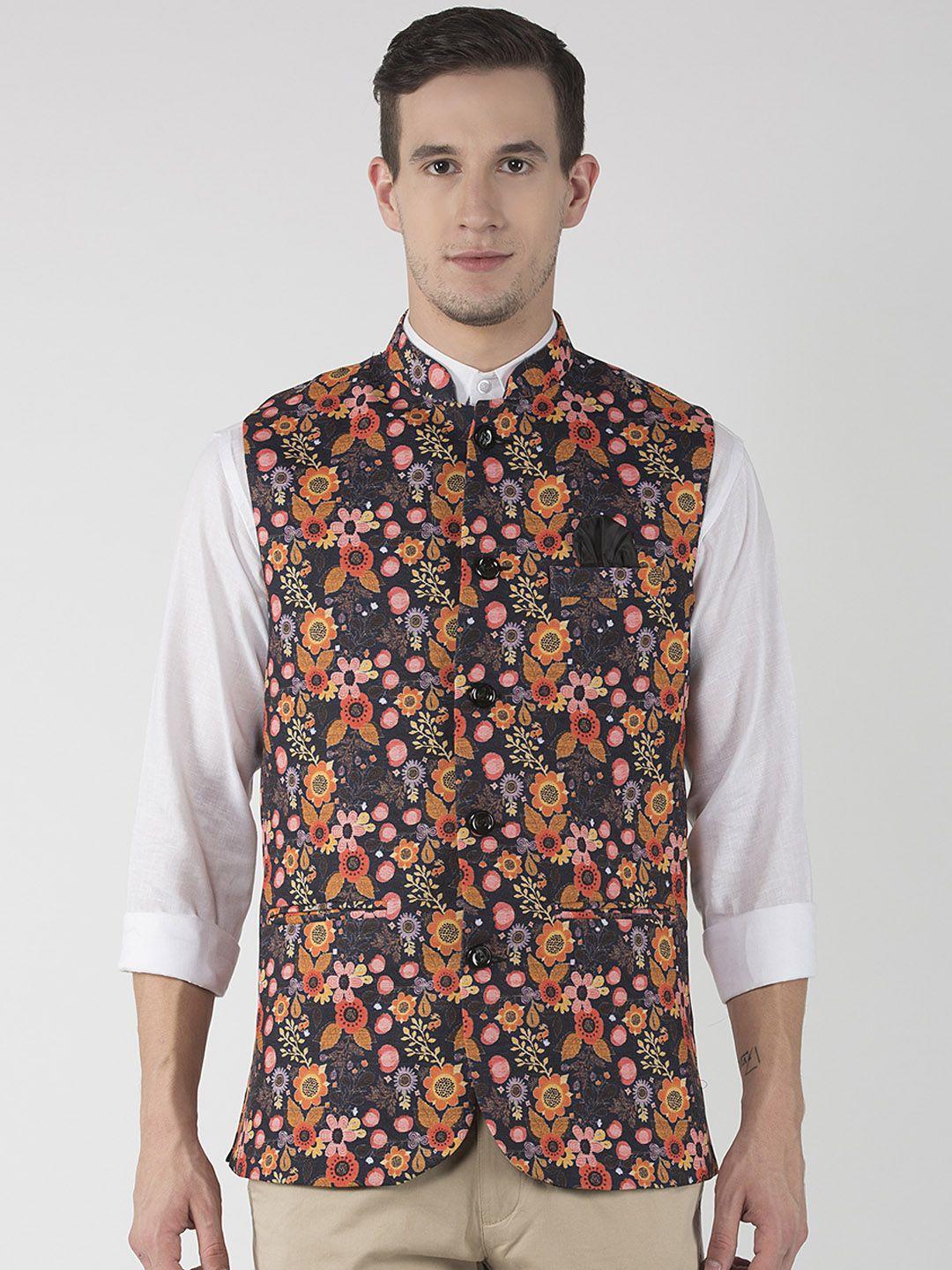 hangup multicoloured printed nehru jacket