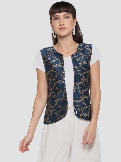 hangup navy embroidered ethnic jacket