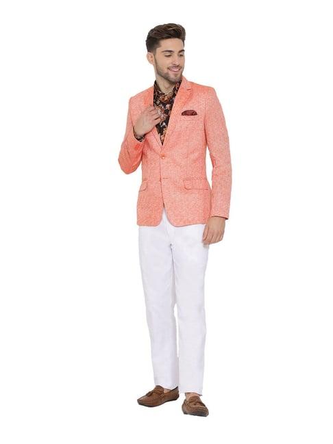 hangup orange & white slub three piece suit