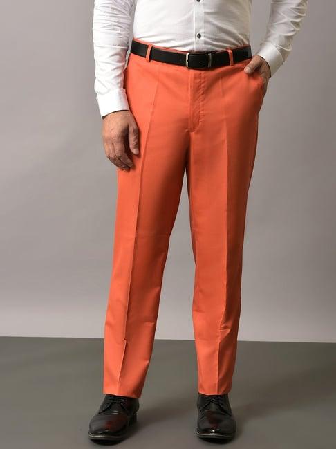 hangup peach regular fit flat front trousers