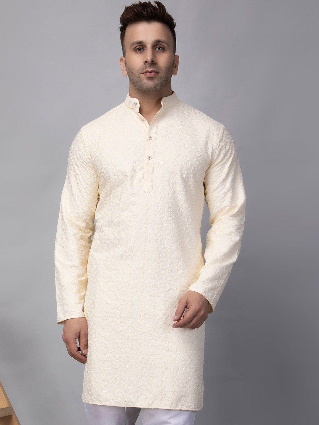 hangup plus embroidered mandarin collar a-line kurta