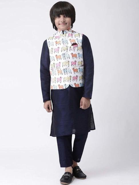 hangup plus kids multicolor printed full sleeves kurta set