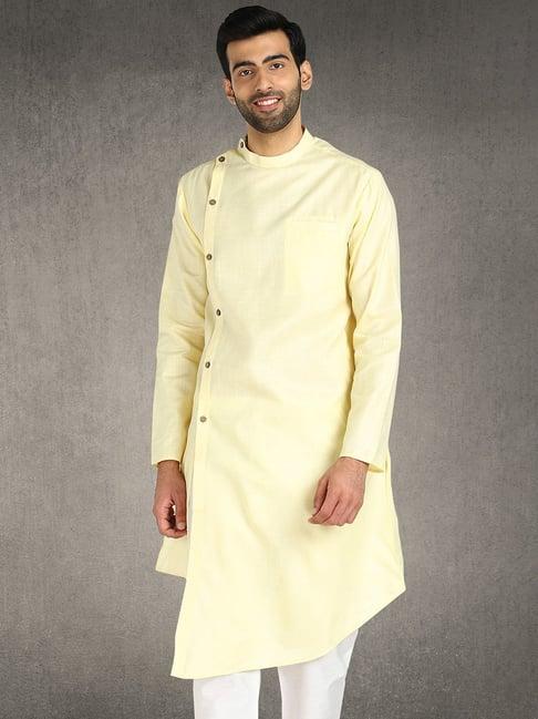 hangup plus light yellow regular fit kurta